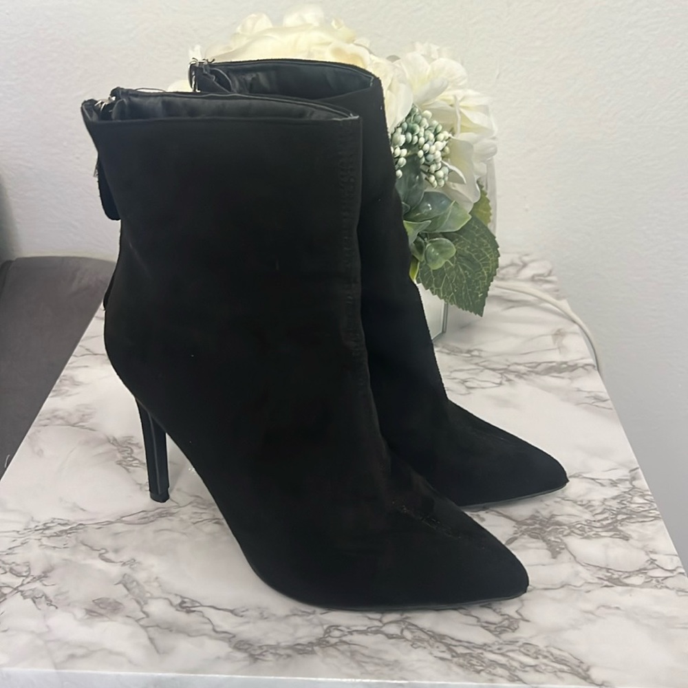Suede Black Booties